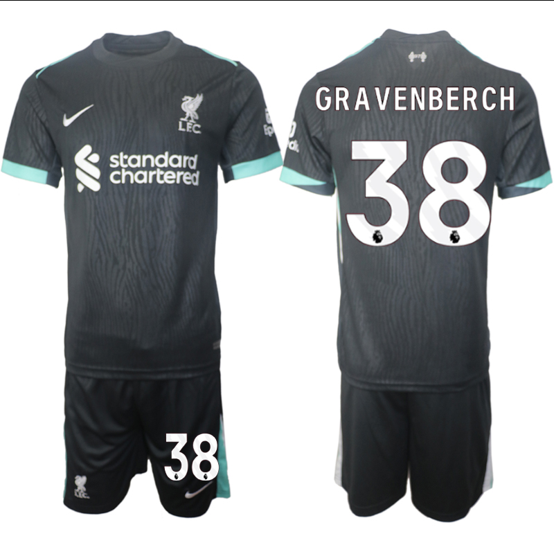 Men 2024-2025 Club Liverpool away Black #38 Soccer Jersey